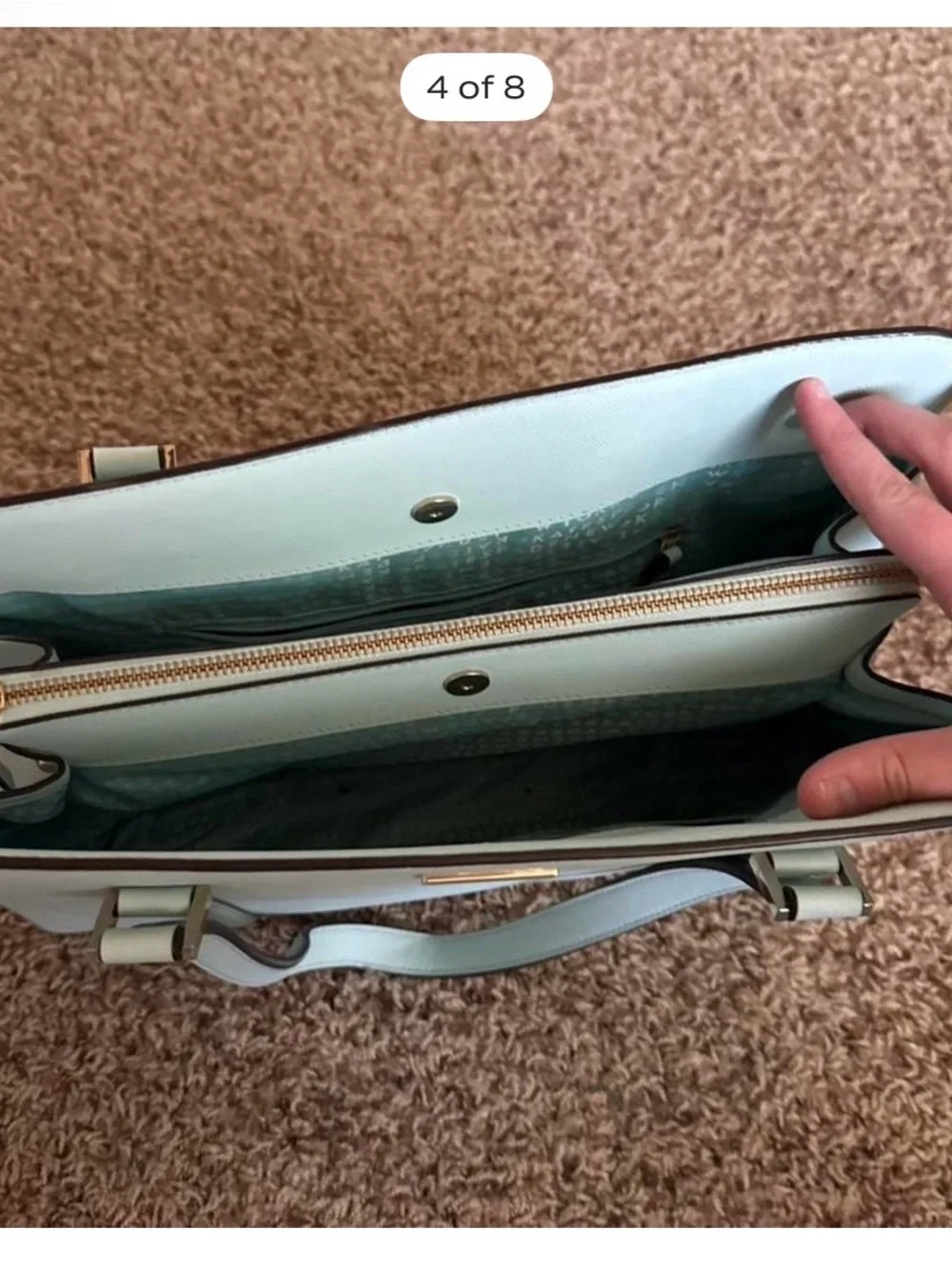 kate spade Mint Green Structured Tote with Gold Hardware